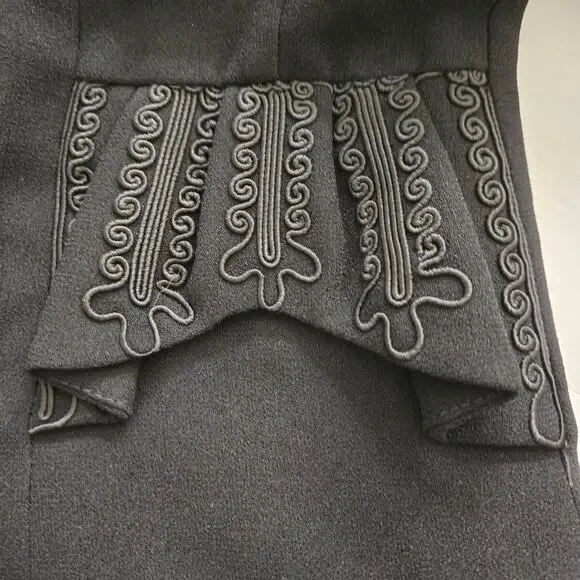 Vintage Zelda 90's Y2K Artsy Black Button-Up Jacket Soutache Trim, Size 8 - Picture 4 of 8